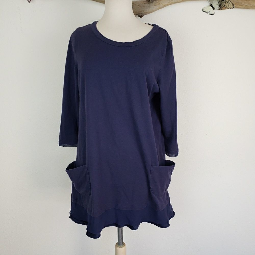 Logo by lori Goldstein navy lagenlook tunic